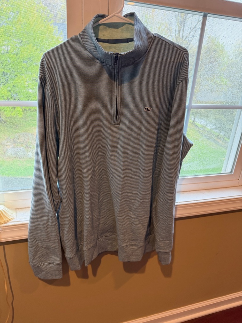 Vineyard Vines Men's Blue Striped Quarter-Zip Pullover